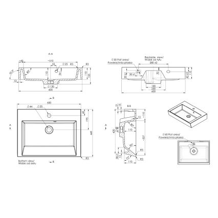 Sapho - Praustuvas ant stalviršio ORINOKO 60x45 cm marmuras/balta