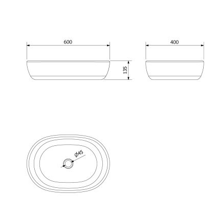 Sapho - Praustuvas ant stalviršio PRIORI 60x40 cm keramika/juoda/mėlyna