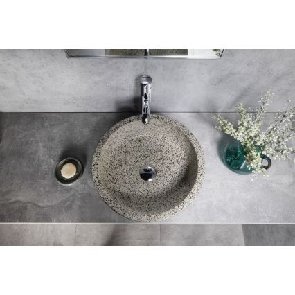 Sapho - Praustuvas ant stalviršio PRIORI skersmuo 41 cm balta/pilka