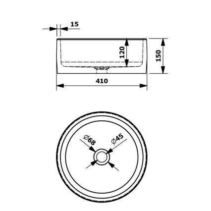 Sapho - Praustuvas ant stalviršio PRIORI skersmuo 41 cm balta/pilka