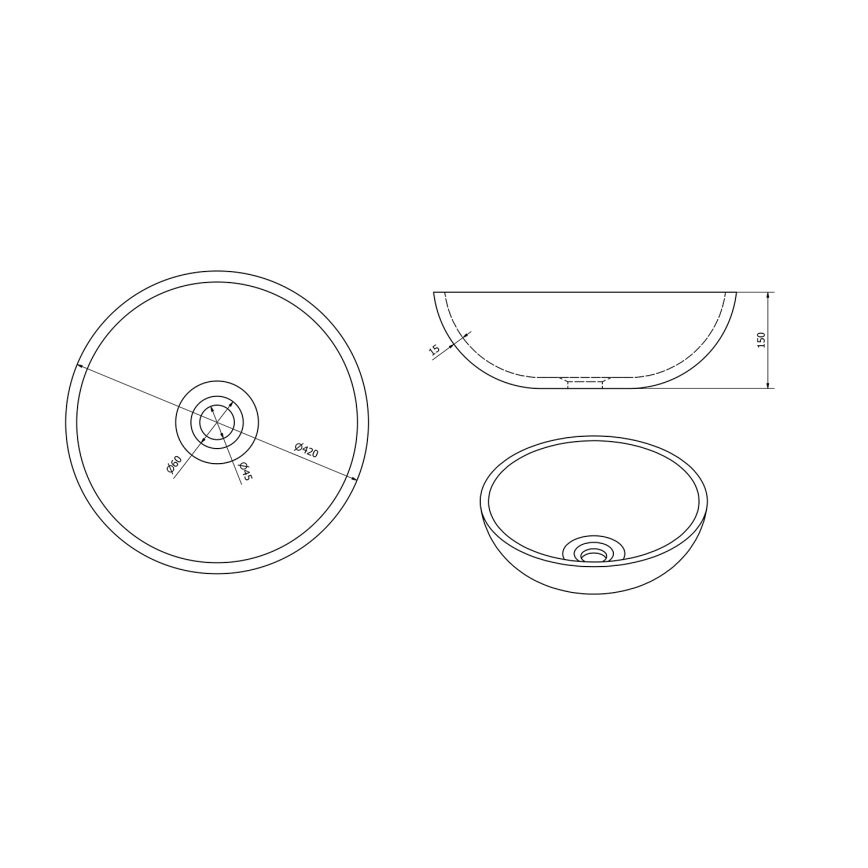 Sapho - Praustuvas ant stalviršio PRIORI Ø 42 cm keraminis/žalias