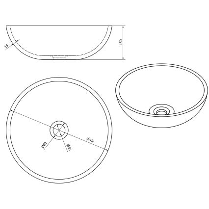 Sapho - praustuvė ant stalviršio PRIORI, Ø 41 cm, keraminė / įvairiaspalvė