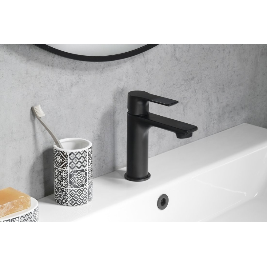 Sapho - Praustuvo čiaupas PAX 16,5 cm matinė juoda