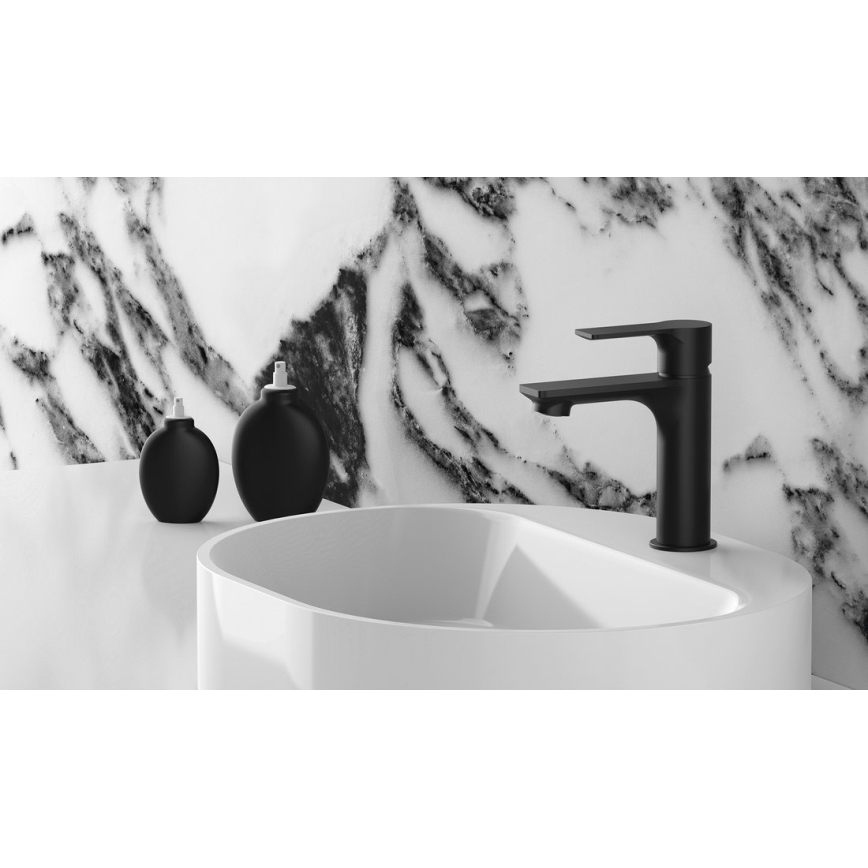 Sapho - Praustuvo čiaupas PAX 16,5 cm matinė juoda