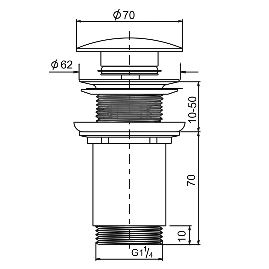 Sapho - Praustuvo išleidimo anga Ø 7 cm, matinė juoda / blizgus chromas
