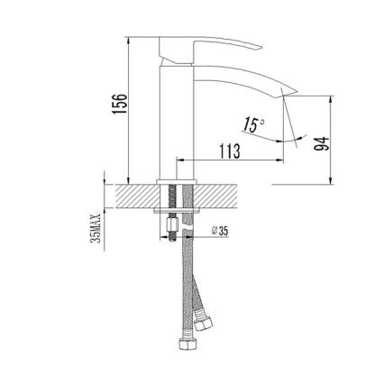 Sapho - praustuvo maišytuvas GINKO 15,6 cm blizgus chromas