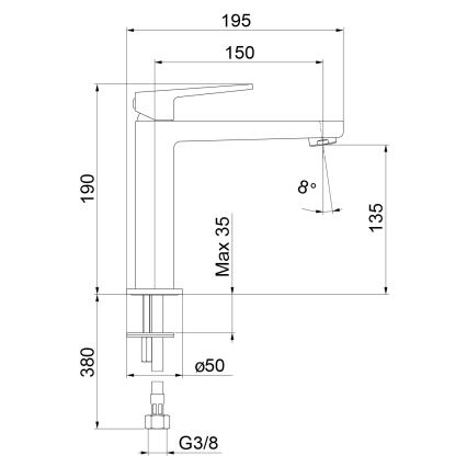 Sapho - praustuvo maišytuvas TURSI 19 cm matinė juoda