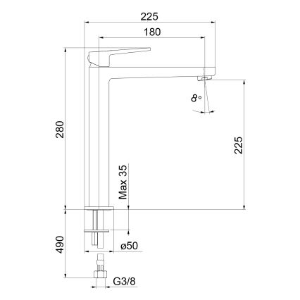 Sapho - praustuvo maišytuvas TURSI 28 cm matinė juoda