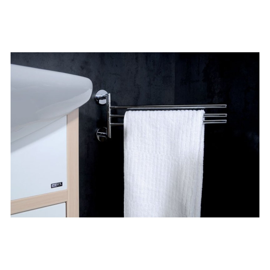 Sapho - Sieninis pasukamas rankšluosčių laikiklis X-ROUND 19,5x45 cm blizgus chromas