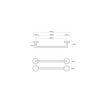 Sapho - Sieninis rankšluosčių laikiklis X-ROUND 6,5x65,5 cm blizgus chromas