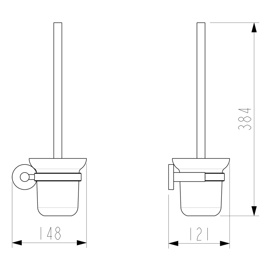 Sapho - sieninis WC šepetys X-ROUND, matinio stiklo / blizgaus chromo