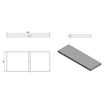 Sapho - Stalviršis po praustuvu AVICE 150x49,5 cm pilkas/cementinis