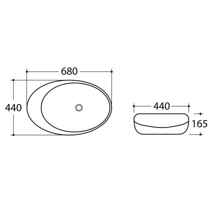 Sapho - stalviršiui skirtas praustuvas DALMA 68x44 cm, pilkas