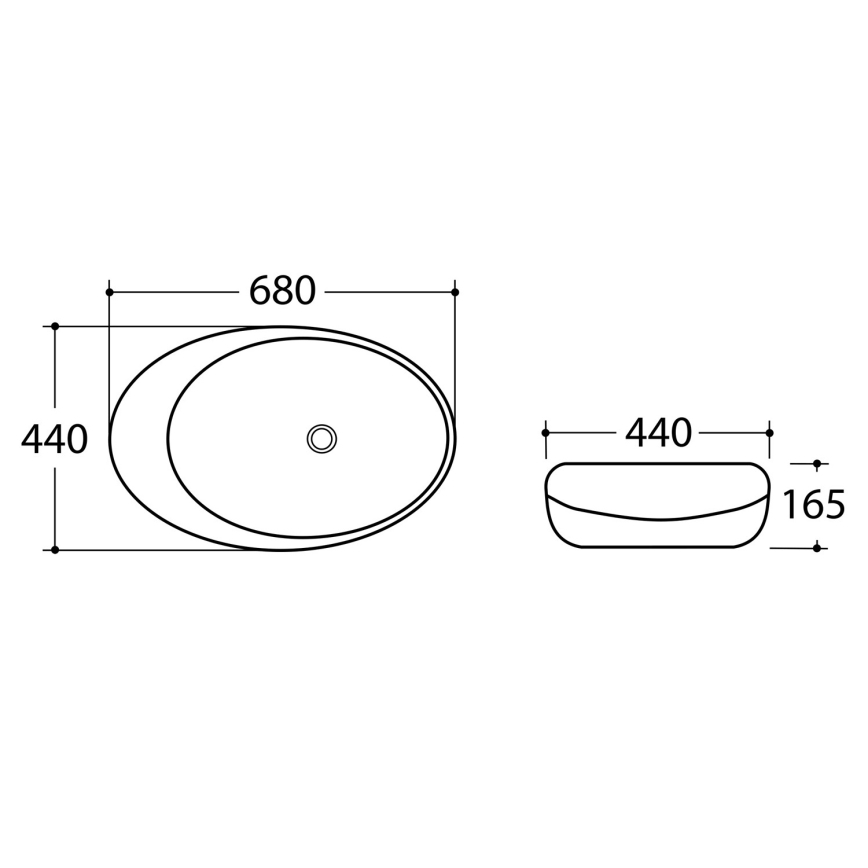Sapho - stalviršiui skirtas praustuvas DALMA 68x44 cm, pilkas