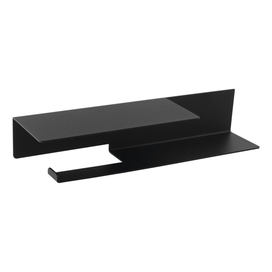 Sapho - Tualetinio popieriaus laikiklis su lentynėle, 9,5x35 cm, matinė juoda