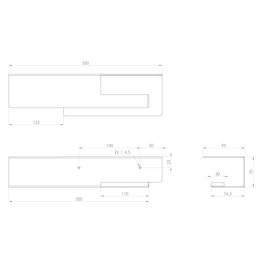 Sapho - Tualetinio popieriaus laikiklis su lentynėle, 9,5x35 cm, matinė juoda