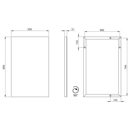 Sapho - Veidrodis AROWANA 50x80 cm blizgus chromas