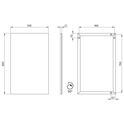 Sapho - Veidrodis su rėmu AROWANA 50x80 matinė juoda
