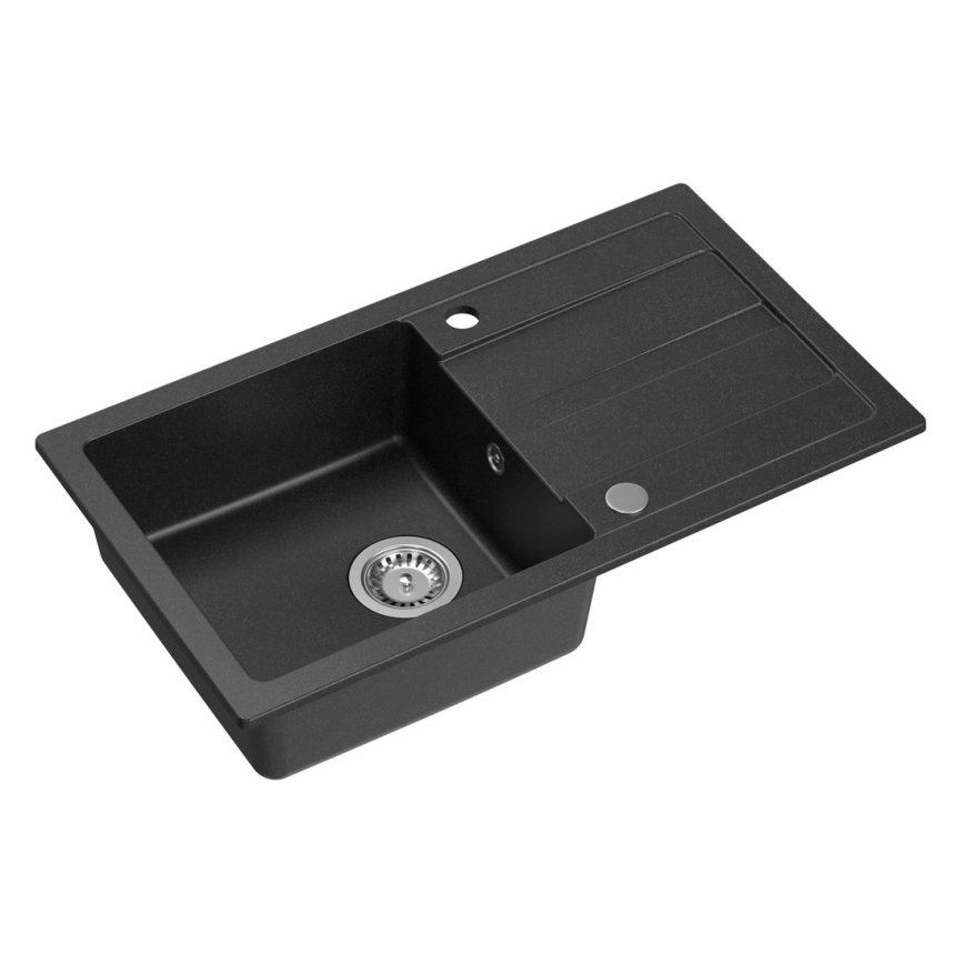 Sapho - Virtuvės plautuvė 77x44 cm granitas/juoda