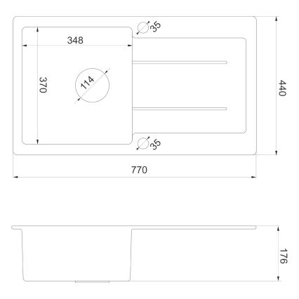 Sapho - Virtuvės plautuvė 77x44 cm granitas/juoda