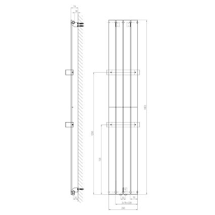Sapho - Vonios radiatorius COLONNA 180x30 cm baltas