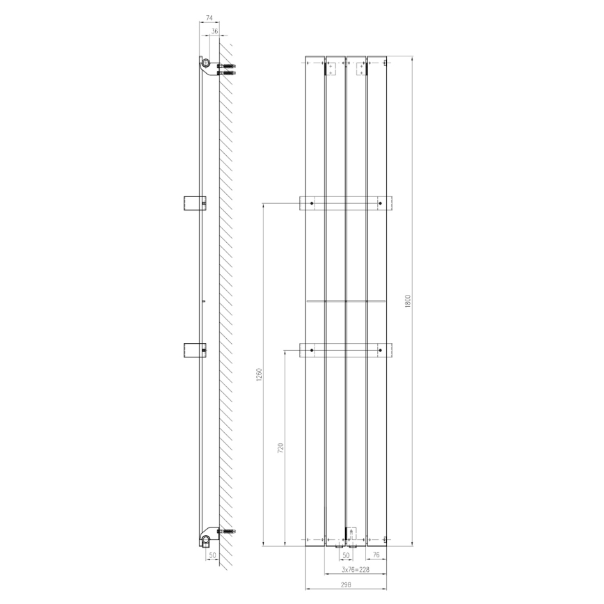 Sapho - Vonios radiatorius COLONNA 180x30 cm baltas