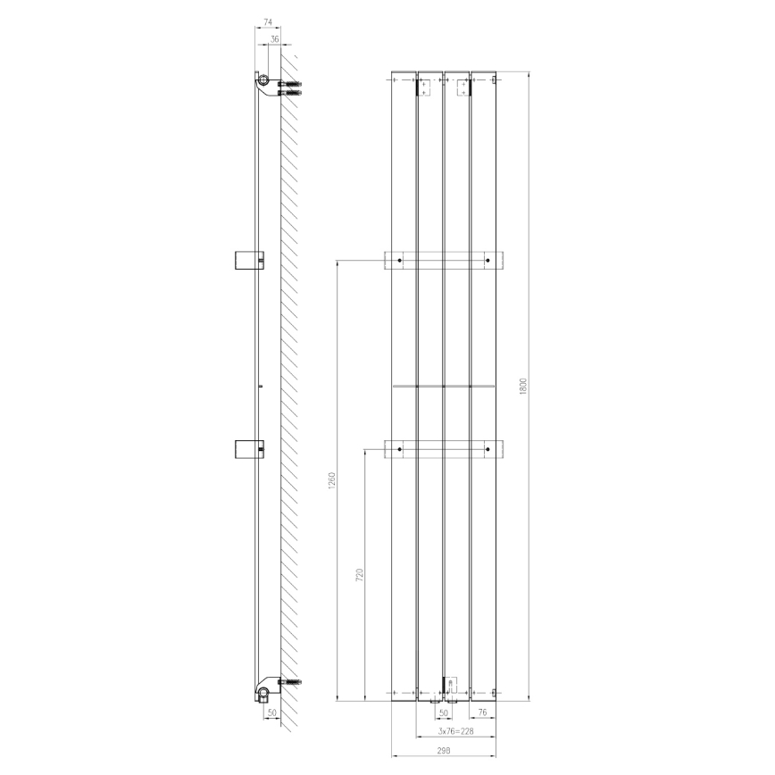 Sapho - Vonios radiatorius COLONNA 180x30 cm, sidabrinis