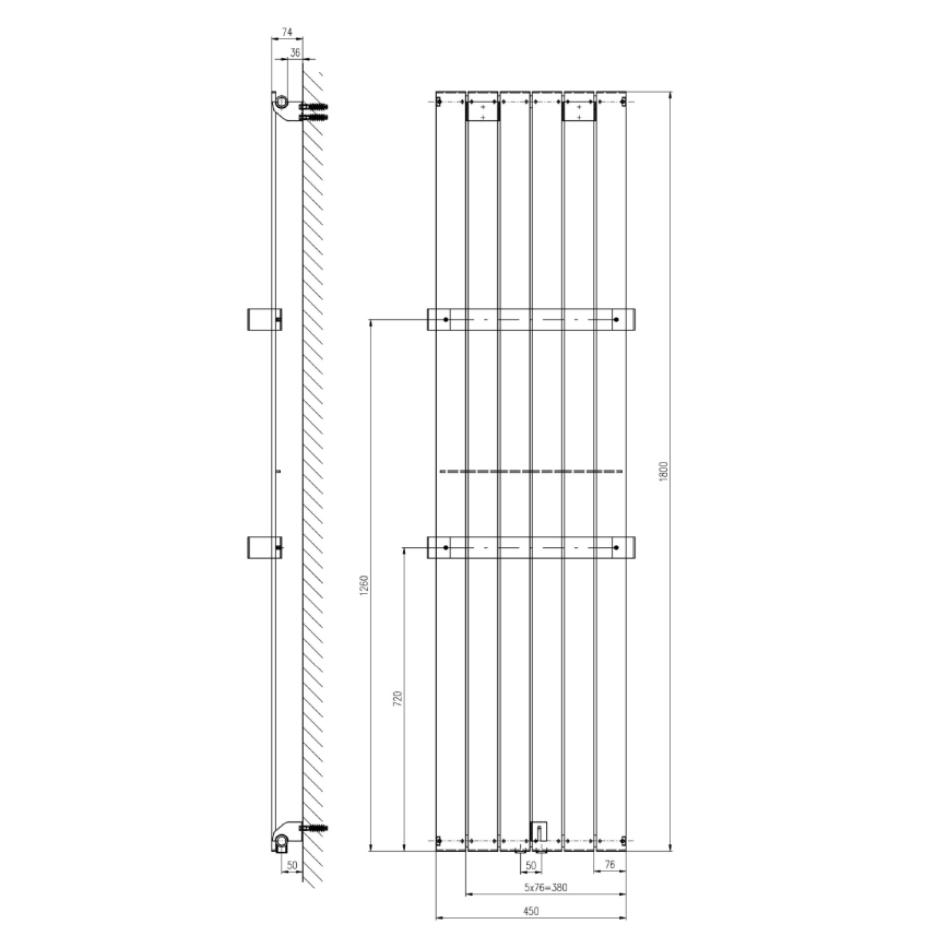 Sapho - Vonios radiatorius COLONNA 180x45 cm juodas