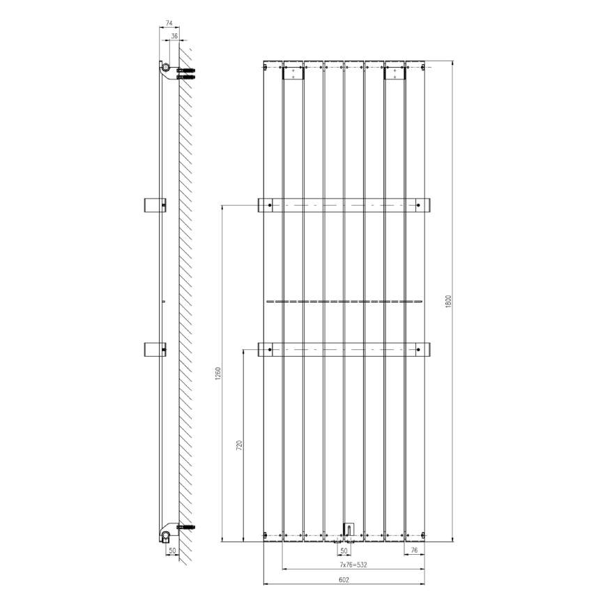 Sapho - Vonios radiatorius COLONNA 180x60 cm sidabrinis