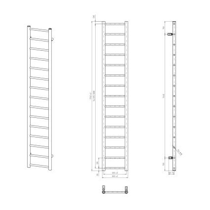 Sapho - vonios radiatorius DINA, 335 W, 30 x 174 cm, baltas