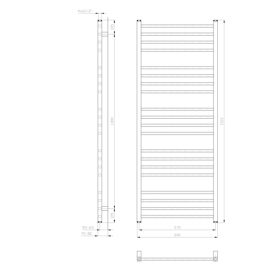 Sapho - Vonios radiatorius METRO 60x151x60 cm baltas