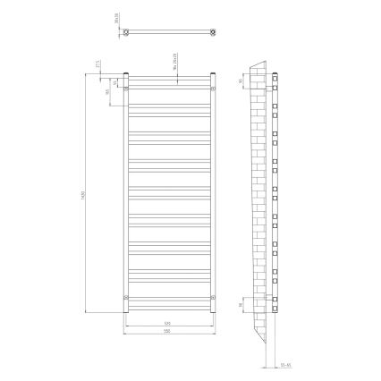 Sapho - Vonios radiatorius METRO DOS 143x55 cm blizgus chromas