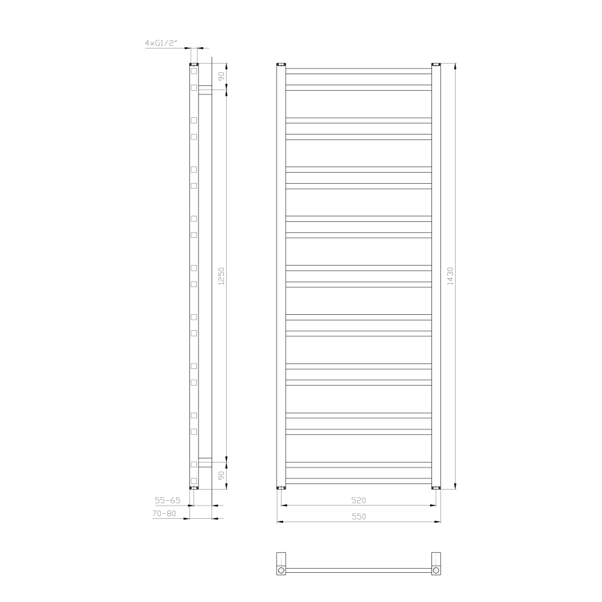Sapho - Vonios radiatorius METRO DOS 143x55 cm matinis baltas