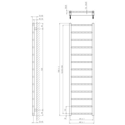 Sapho - Vonios radiatorius METRO DOS 150x40 cm matinė juoda