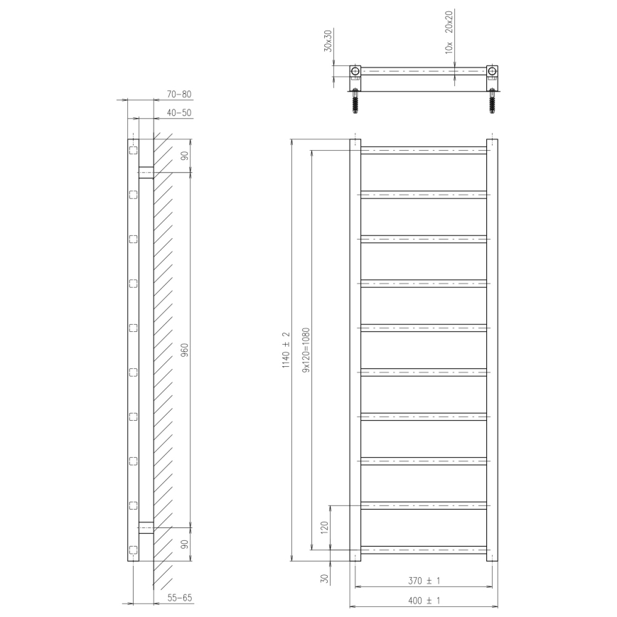 Sapho - Vonios radiatorius METRO LIGHT 114x40 cm blizgus chromas