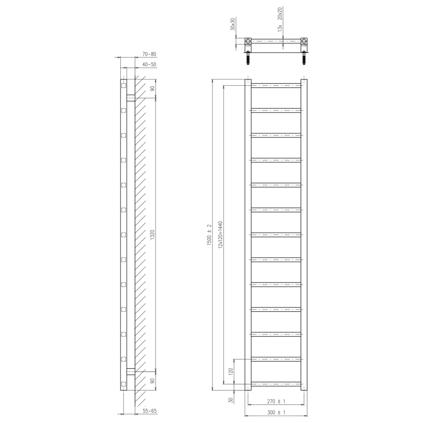 Sapho - Vonios radiatorius METRO LIGHT 150x30 cm baltas