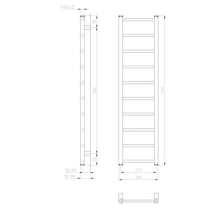 Sapho - Vonios radiatorius METRO LIGHT 211W 30x114 cm balta