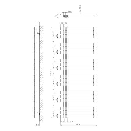 Sapho - vonios radiatorius SILVANA 680W/230V 60x150 cm baltas