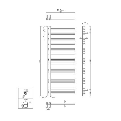 Sapho - Vonios rankšluosčių džiovintuvas DORLION 378W/230V 50x120 cm blizgus chromas