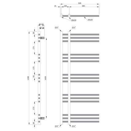 Sapho - Vonios rankšluosčių džiovintuvas MAGDALENA 408W/230V 50x120 cm blizgus chromas