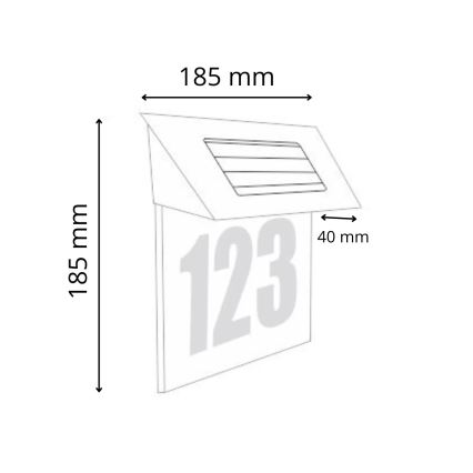 Saulės energija įkraunamas LED namo numeris LED/1,2V 200 mAh IP44
