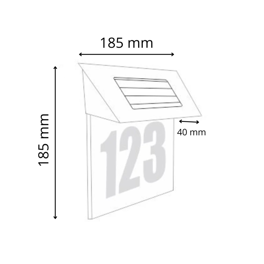 Saulės energija įkraunamas LED namo numeris LED/1,2V 200 mAh IP44