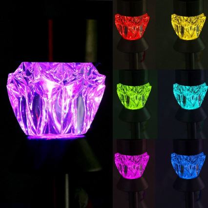 Saulės energija įkraunamas LED šviestuvas CRYSTAL 2xLED-RGB/0,02W/1xAAA matinio chromo