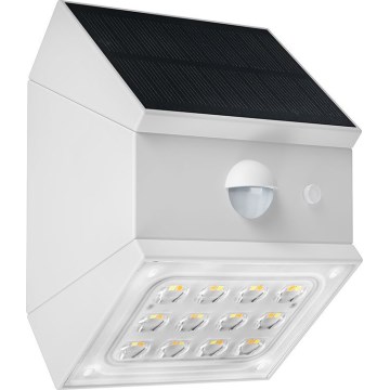 Saulės energija maitinamas LED sieninis šviestuvas su jutikliu LED/2,5W/3,7V 3000/4000/6000K IP65 1200 mAh balta