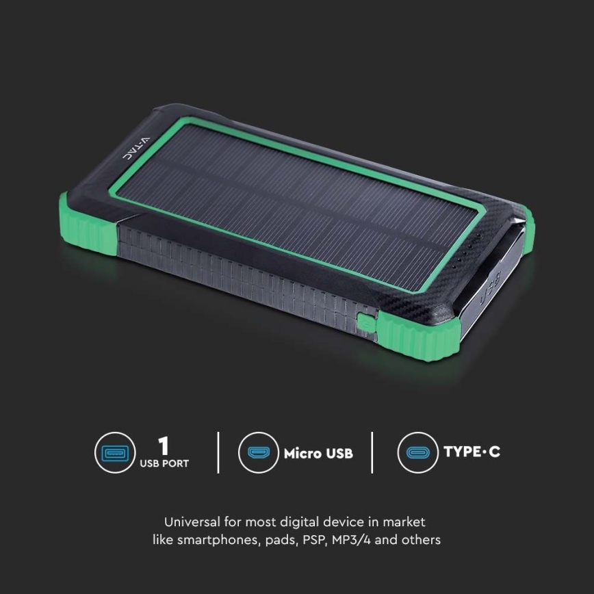 Saulės energijos bankas Power Delivery 10000mAh/10W/5V juodas