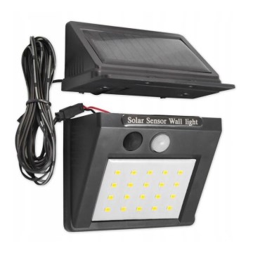 Saulės energijos LED sieninis šviestuvas su jutikliu ir išorine plokštele LED/0,55W/3,7V 1200 mAh IP65