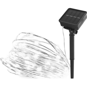 Saulės girlianda 120xLED/2,4W/1,2V 12m IP44 600 mAh šaltai balta