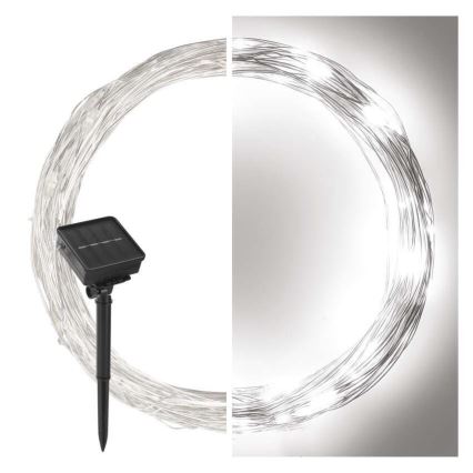 Saulės girlianda 120xLED/2,4W/1,2V 12m IP44 600 mAh šaltai balta