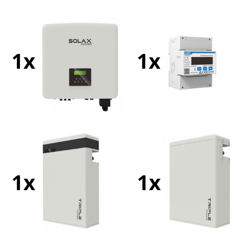 Saulės sistema: 10 kW SOLAX 3 fazių keitiklis + 11,6 kWh TRIPLE Power V2 baterija + 3 fazių elektros skaitiklis