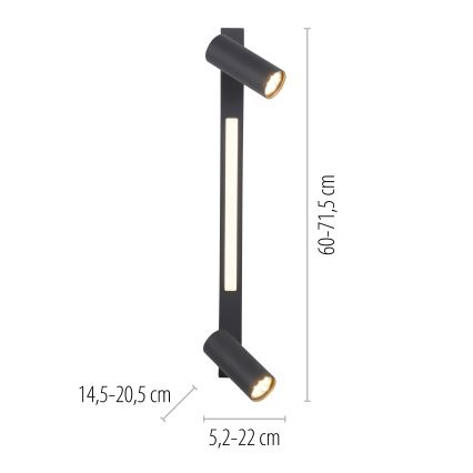 Schöner Wohnen 11793-18 - LED taškinis šviestuvas DANTE 2xGU10/10W/230V + LED/7,2W juoda